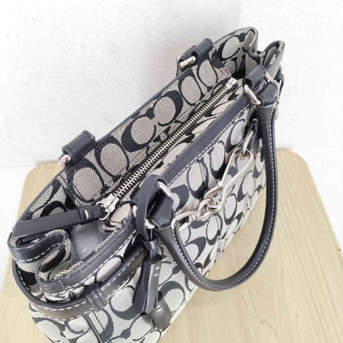 コーチ COACH シグネチャーロゴ レザー×キャンバス トートバッグ レディース
