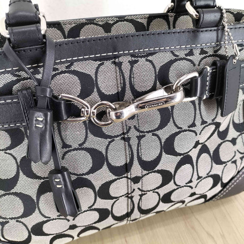 コーチ COACH シグネチャーロゴ レザー×キャンバス トートバッグ レディース