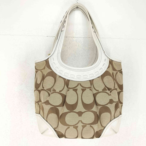 コーチ COACH シグネチャーロゴ レザー×キャンバストートバッグ レディース