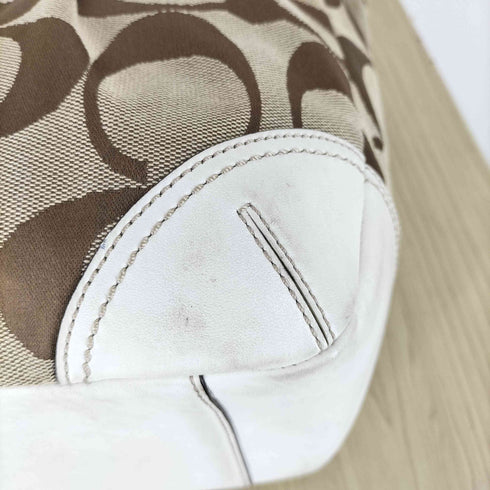 コーチ COACH シグネチャーロゴ レザー×キャンバストートバッグ レディース