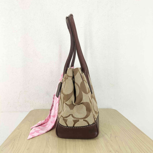 コーチ COACH シグネチャーロゴ レザー×キャンバストートバッグ レディース