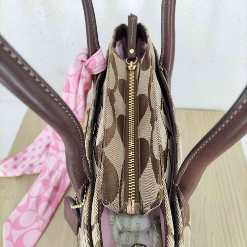 コーチ COACH シグネチャーロゴ レザー×キャンバストートバッグ レディース