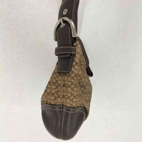 コーチ COACH ミニシグネチャーロゴ ハーフムーン レザー×キャンバスショルダーバッグ レディース