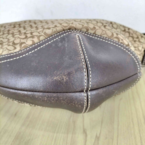 コーチ COACH ミニシグネチャーロゴ ハーフムーン レザー×キャンバスショルダーバッグ レディース
