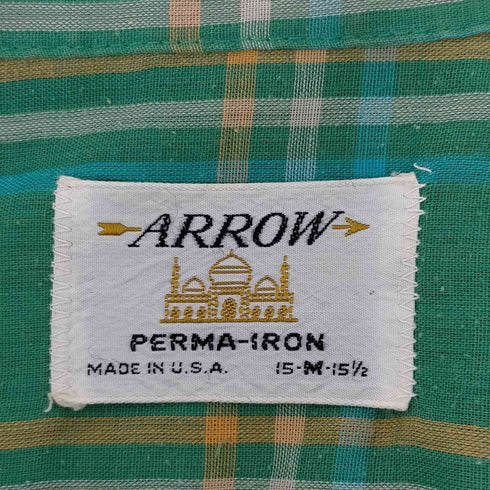アロー ARROW 60S USA製 オープンカラーチェックシャツ メンズ import:M