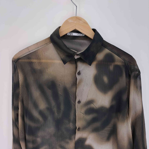 ザラ ZARA CAMICIA STAMPATA TIE-DYE カミーチャ スタンパータ タイダイ シアー シャツ メンズ import:S