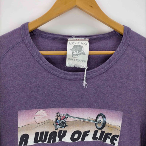 LEFT FIELD USA製 ラグランプリントTシャツ メンズ import:S