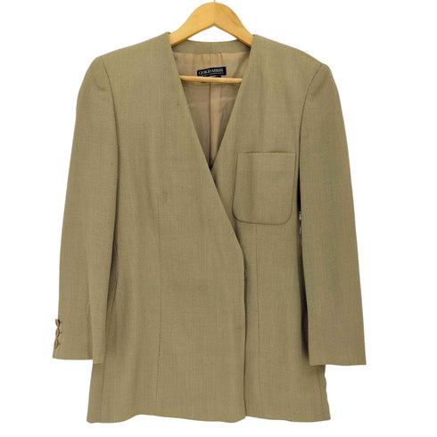 ジョルジオアルマーニ Giorgio Armani 80s イタリア製 ウール ノーカラーダブルジャケット レディース 38
