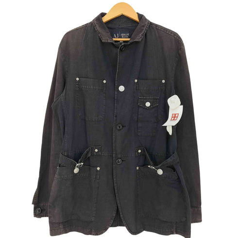 アルマーニジーンズ ARMANI JEANS イタリア製 ヘンプ混 ベルトデザイン カバーオール メンズ US:34