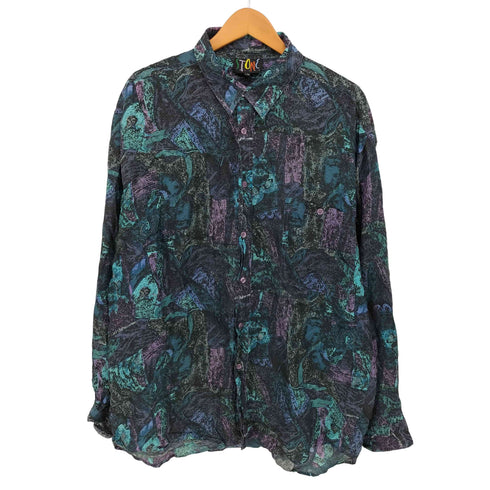 STONE 90S 総柄 シルク L/S シャツ メンズ L/G