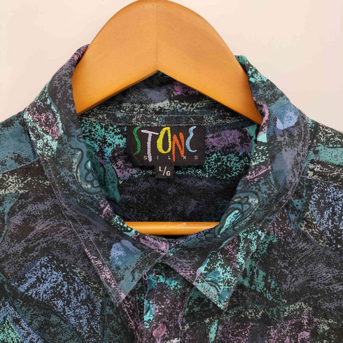 STONE 90S 総柄 シルク L/S シャツ メンズ L/G