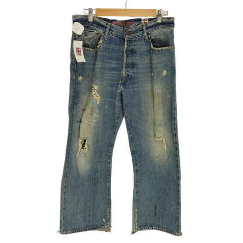 EZRA FITCH エズラ フィッチ メキシコ製 BOOT ボタンフライ 5P ダメージ ブーツカット デニム パンツ レディース W32 L30