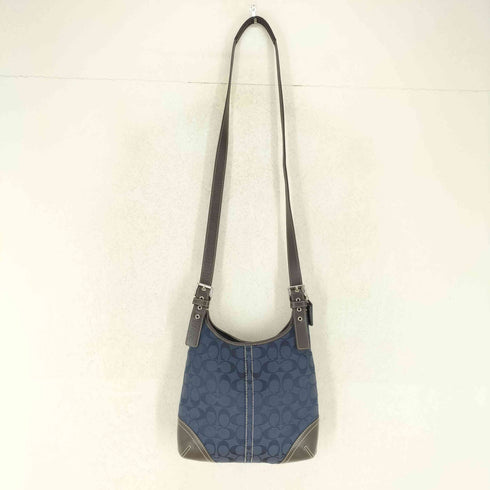 コーチ COACH シグネチャーロゴレザー×キャンバスショルダーバッグ レディース