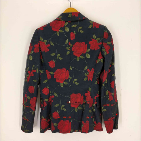 モスキーノ cherry and chic by moschino イタリア製 薔薇プリントスパンコール3Bテーラードジャケット レディース