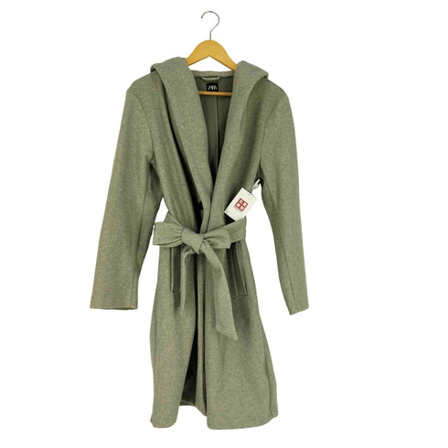 ザラ ZARA BELTED HOODED SOFT COAT フーデッド チェスターコート レディース import:M
