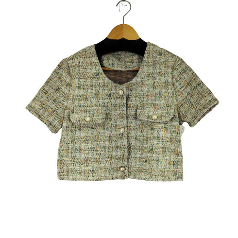 デイジー DAZY ノーカラー S/S ツイードジャケット レディース JPN:XL