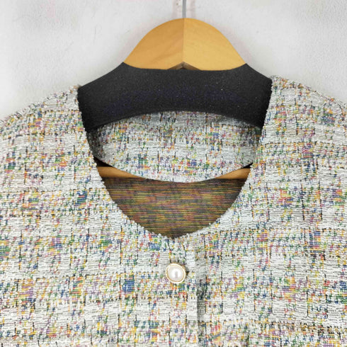 デイジー DAZY ノーカラー S/S ツイードジャケット レディース JPN:XL