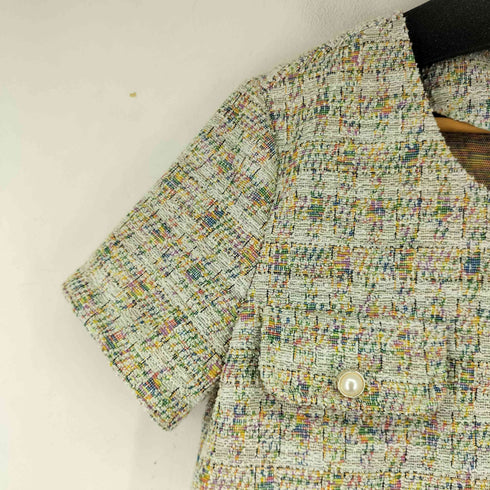 デイジー DAZY ノーカラー S/S ツイードジャケット レディース JPN:XL