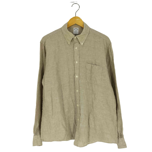 ブルックスブラザーズ BROOKS BROTHERS REGENT FIT BAIRD McNUTT アイリッシュリネン ボタンダウンシャツ メンズ import:L