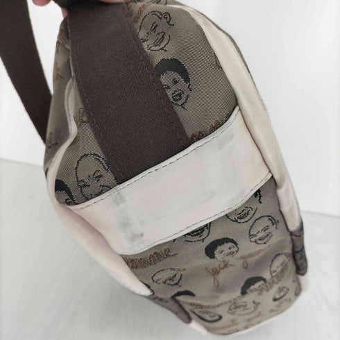 ジャックゴム JACK GOMME フランス製 総柄 男女 フェイス ロゴ 刺繍 レザー ショルダー バック レディース