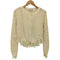 ザラ ZARA レースフリルニットカーディガン レディース import:M
