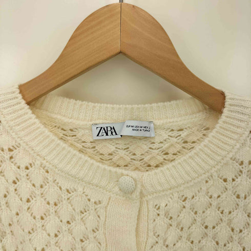 ザラ ZARA レースフリルニットカーディガン レディース import:M