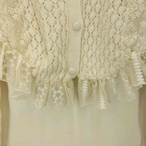 ザラ ZARA レースフリルニットカーディガン レディース import:M