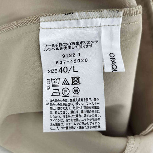 オペークドットクリップ OPAQUE.CLIP 25ss 撥水ノーカラーペプラムブルゾン【洗濯機洗い可/花粉対応】 レディース 40/L
