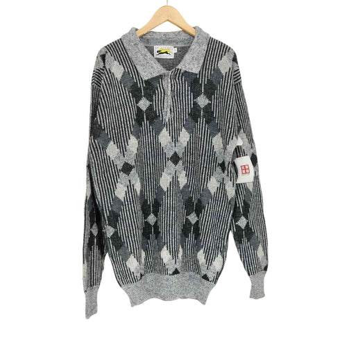 LE TIGRE MADE IN USA アーガイル柄ニットポロ メンズ XL