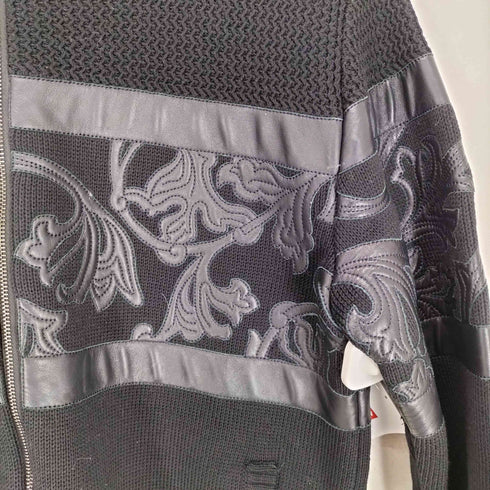 ヴェルサーチ VERSACE レザー装飾デザインドライバーズニット メンズ 46
