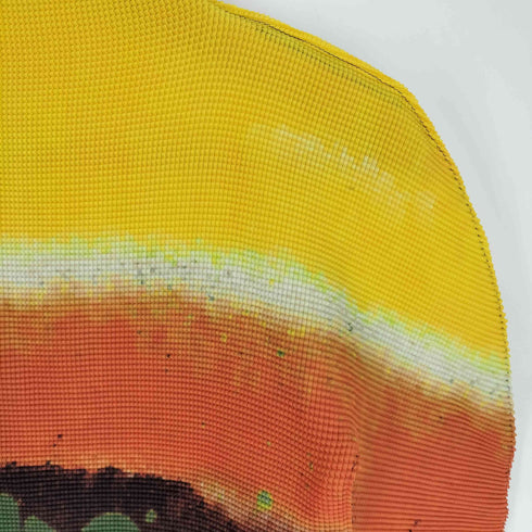 イッセイミヤケミー ISSEY MIYAKE me BLURRED STRIPE スプラッシュペインティング グラデーション ハイネック プリーツ ロングスリーブTシャツ レディース