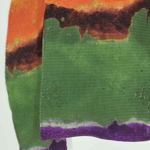 イッセイミヤケミー ISSEY MIYAKE me BLURRED STRIPE スプラッシュペインティング グラデーション ハイネック プリーツ ロングスリーブTシャツ レディース
