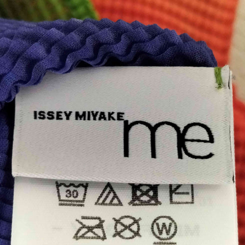 イッセイミヤケミー ISSEY MIYAKE me BLURRED STRIPE スプラッシュペインティング グラデーション ハイネック プリーツ ロングスリーブTシャツ レディース