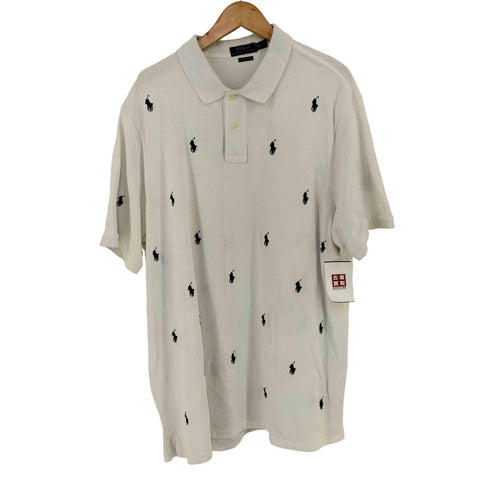 ポロラルフローレン POLO RALPH LAUREN CLASSIC FIT 総柄ポニー刺繍 ポロシャツ ビックサイズ メンズ import:XXL