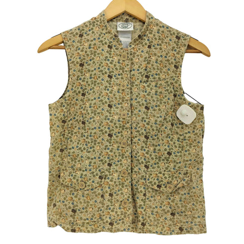 ローラアシュレイ LAURA ASHLEY リネン100 花柄タンクトップ レディース US:6