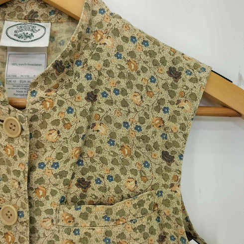 ローラアシュレイ LAURA ASHLEY リネン100 花柄タンクトップ レディース US:6