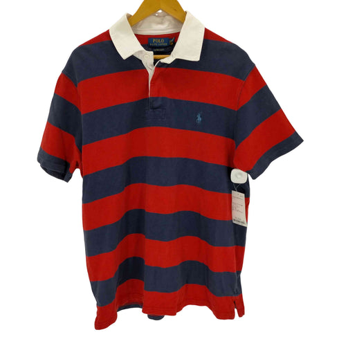 ポロラルフローレン POLO RALPH LAUREN CUSTOM SLIM FIT スモールポニー刺繍ボーダーS/Sラガーシャツ メンズ import:XL