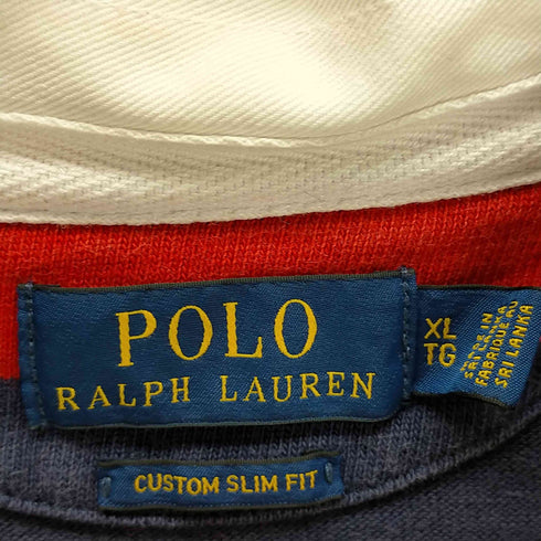 ポロラルフローレン POLO RALPH LAUREN CUSTOM SLIM FIT スモールポニー刺繍ボーダーS/Sラガーシャツ メンズ import:XL