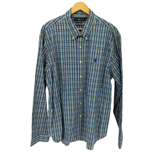 ラルフローレン RALPH LAUREN SLIM FIT ポニー刺繍 チェック柄 ボタンダウンシャツ メンズ import:XXL