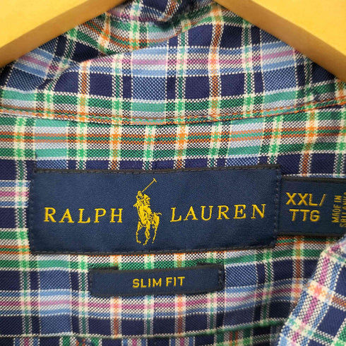 ラルフローレン RALPH LAUREN SLIM FIT ポニー刺繍 チェック柄 ボタンダウンシャツ メンズ import:XXL