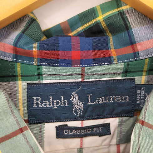 ラルフローレン RALPH LAUREN CLASSIC FIT ポニー刺繍 チェック柄 ボタンダウンシャツ メンズ import:XXL