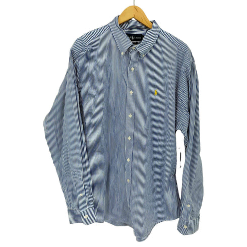 ラルフローレン RALPH LAUREN CLASSIC FIT ポニー刺繍 ストライプ柄 ボタンダウンシャツ メンズ import:XXL
