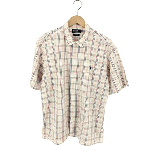 ポロバイラルフローレン Polo by RALPH LAUREN CALDWELL TWO-PLY COTTON ポニー刺繍 チェック オープンカラーシャツ メンズ import:L