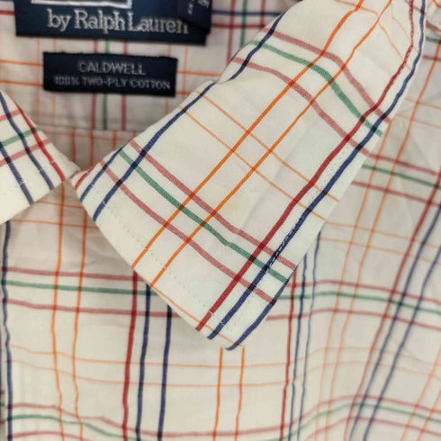 ポロバイラルフローレン Polo by RALPH LAUREN CALDWELL TWO-PLY COTTON ポニー刺繍 チェック オープンカラーシャツ メンズ import:L