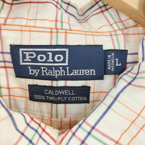 ポロバイラルフローレン Polo by RALPH LAUREN CALDWELL TWO-PLY COTTON ポニー刺繍 チェック オープンカラーシャツ メンズ import:L