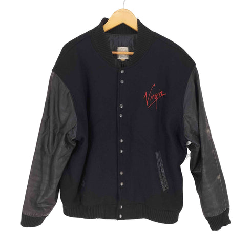Virgin records レザー切替 スタジャン メンズ import:XL