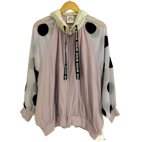 スカラー ScoLar SCOLARロゴテープ ドットシフォン×レースパーカ レディース JPN:M
