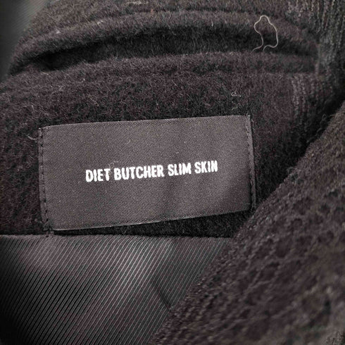 ダイエットブッチャースリムスキン DIET BUTCHER SLIM SKIN 16AW CHOCOLATE JESUS 襟ベロアチェスターコート メンズ