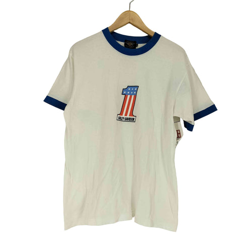 ハーレーダビッドソン HARLEY-DAVIDSON ナンバリング星条旗プリントリンガーTシャツ メンズ JPN:M
