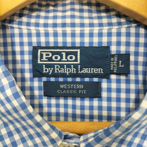 ポロバイラルフローレン Polo by RALPH LAUREN 90S WESTERN CLASSIC FIT ギンガムチェック ウエスタンL/Sシャツ メンズ L